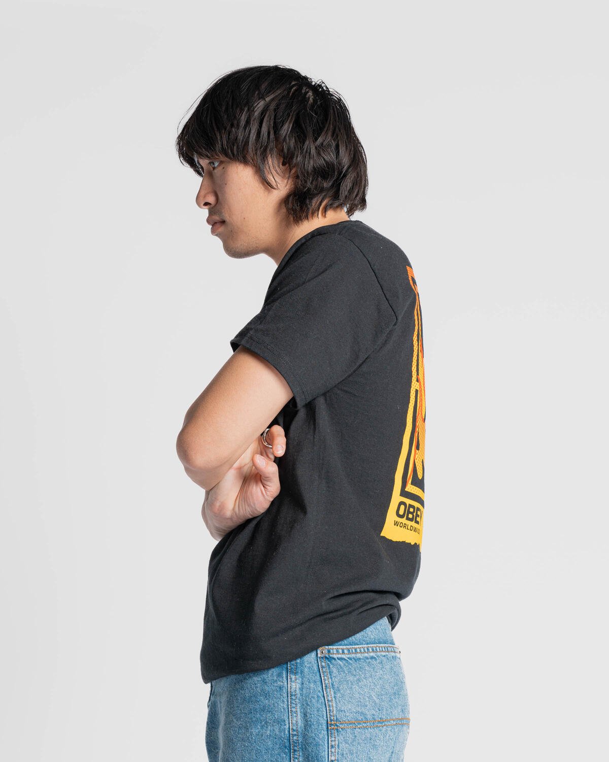 Obey ICON STENCIL FLAME TEE | 165264048-BLK | AFEW STORE